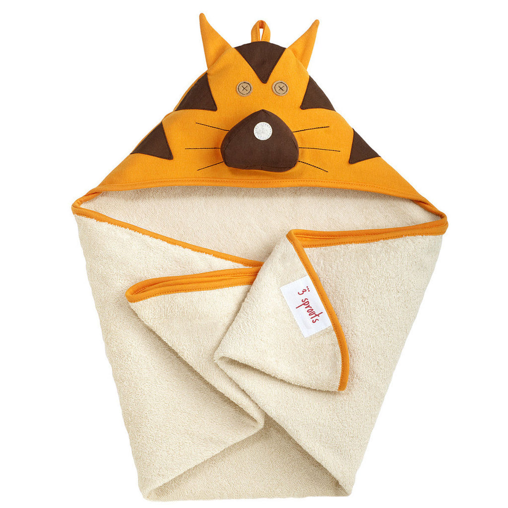 3 Sprouts Hooded Towel Orange Tiger