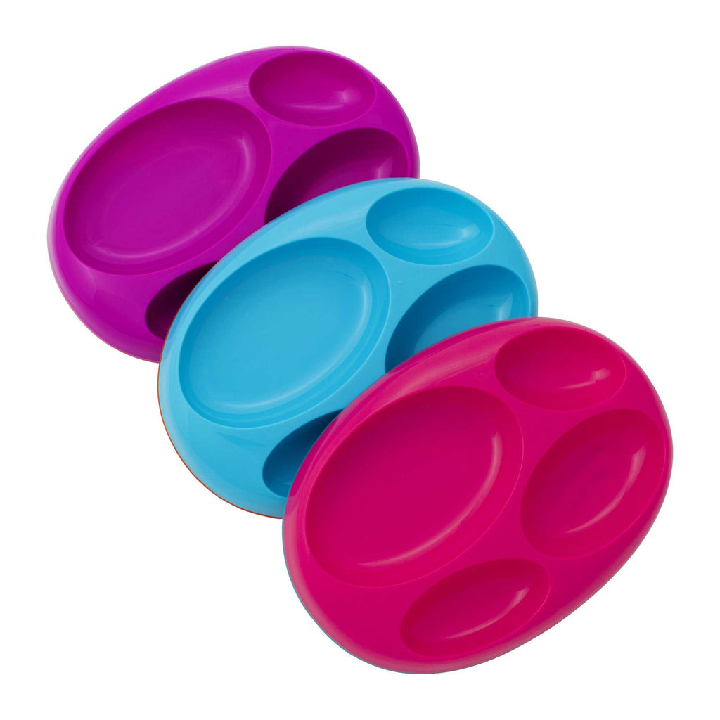 Boon : Platter Edgeless Nonskid Divided Plate 3Pk Grape/Blue/Magenta