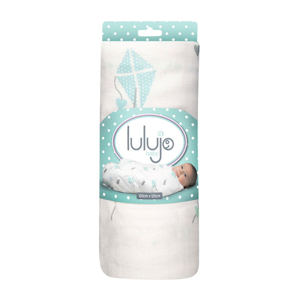 Lulujo Bamboo Muslin Wrap Blue Kites