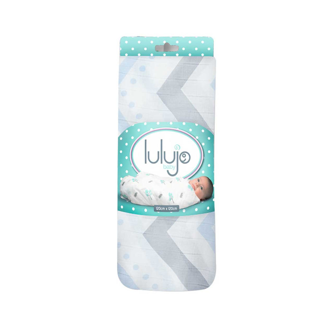 Lulujo Bamboo Muslin Wrap Blue Chevron