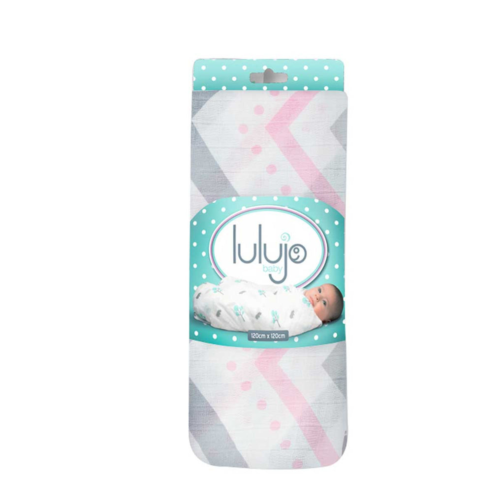 Lulujo Bamboo Muslin Wrap Pink Chevron