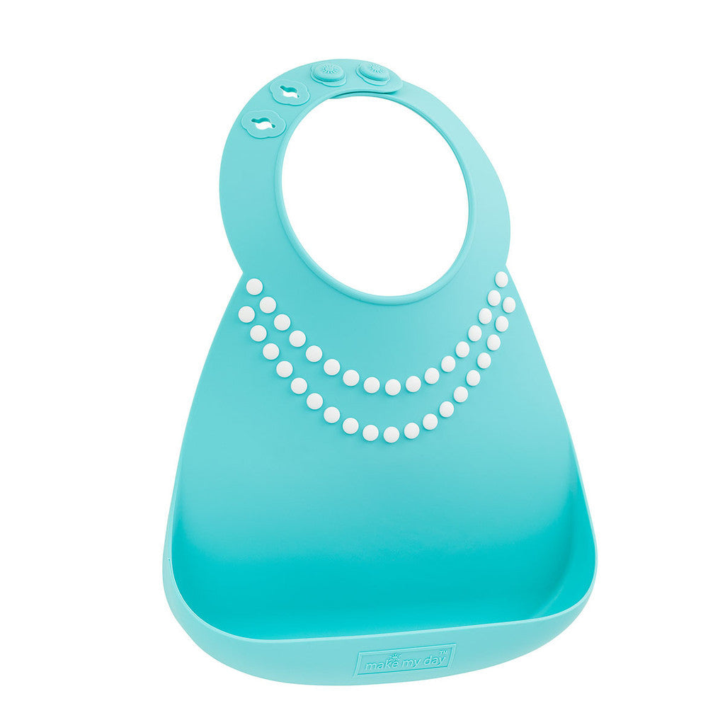 Make My Day - baby bib - Tiffany Blue w/ Pearls