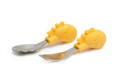 Marcus & Marcus 2 Pce Palm Grasp Cutlery Lola Yellow Giraffe