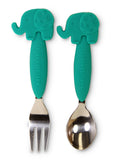 Marcus & Marcus Silicone Children's Cutlery Green Elephant