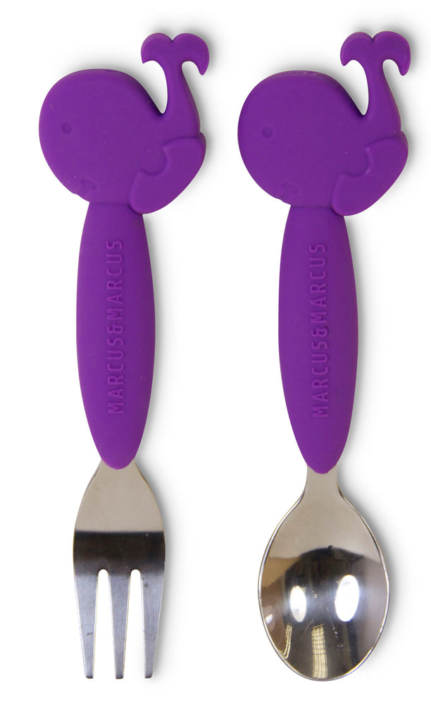 Marcus & Marcus Silicone Children's Cutlery Purple Whale